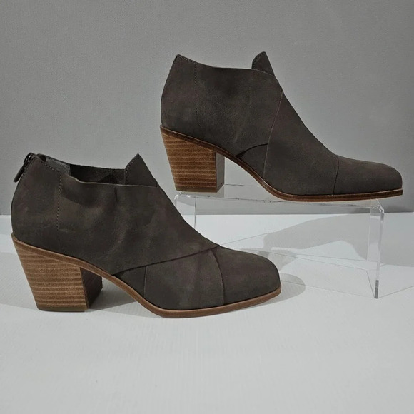 NEW Eileen Fisher Ember Low Ankle Bootie Women 10 Taupe Brown Leather Block Heel - Picture 3 of 13